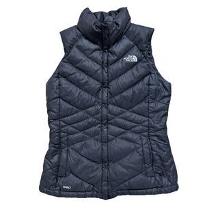 The North Face Aconcagua Vest Womens Small Gray 550 Down Fill Puffer Quilted Zip